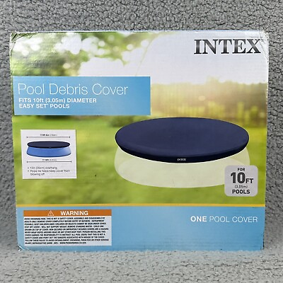 #ad Intex 10 Ft Easy Set Round Above Ground Pool Blue Vinyl Debris Cover NEW