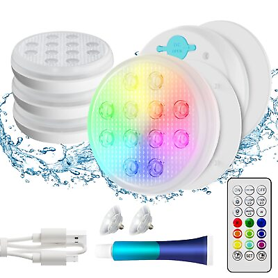 #ad QOLNBY Pool Lights Rechargeable Submersible LED Lights IP68 Waterproof Underw...