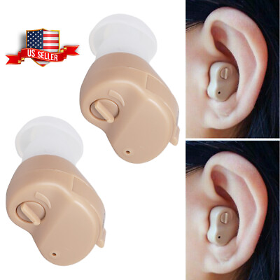 2X Small In Ear ITE Invisible Best Sound Amplifier Adjustable Tone Hearing Aids