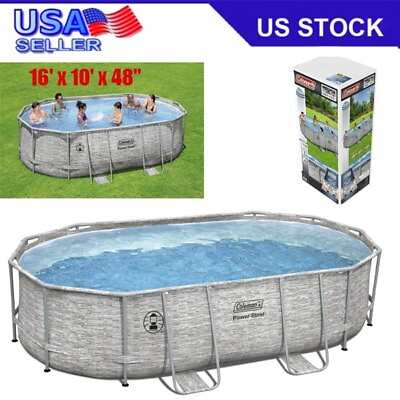 Coleman Power Steel Frame 16#x27; X 10#x27; X 48quot; Above Ground Swimming Pool Set NEW