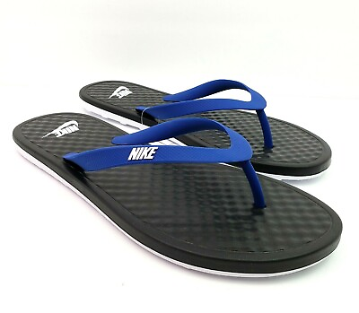 #ad Nike Ondeck Mens Size 13 Womens Size 14 Black Blue Flip Flops Sandals CU3958 001