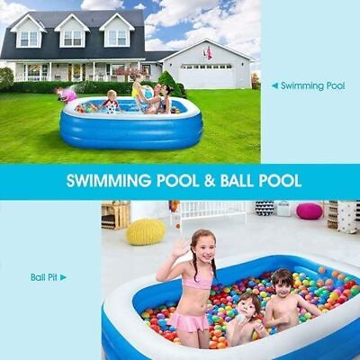 #ad EXTRA LARGE Inflatable Pool 92 x56 x20quot; Swimming Pool for the Entire Family Blue