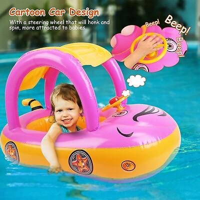 #ad Baby Inflatable Pool Float with UPF 50 Adjustable Canopy 6 36 Months Toddlers