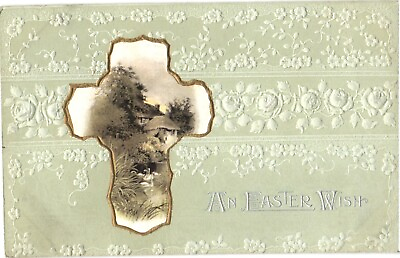 #ad Ducks Swimming Near A Home An Easter Wish With Embossed Roses Postcard