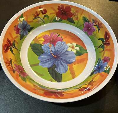 #ad Floral Tropical Summer Pool Party Melamine Bowl 10”