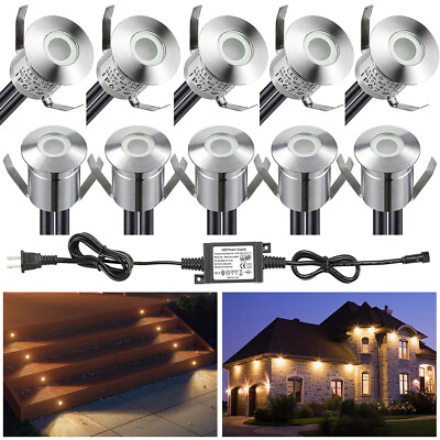 #ad 10Pcs Warm White 12V Outdoor Garden Path Stair Recessed LED Inground Deck Lights