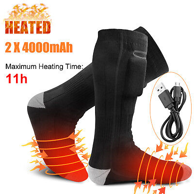 Electric Heated Sock Rechargeable 4000mAhBattery Winter Thermal Warm Ski Hunting