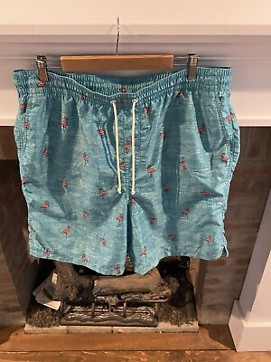 #ad Mens Old Navy Turquoise Blue Flamingo Swim Trunks with Pockets size XL