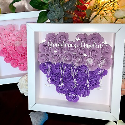 #ad Birth Month Flower Custom Flower Shadow Box Gift For Mom Grandma From Kids