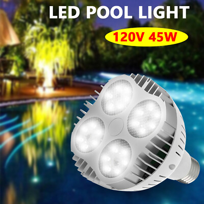 45W 120V RGB LED White Color Underwater Swimming Inground Pool Light Bulb 6000K