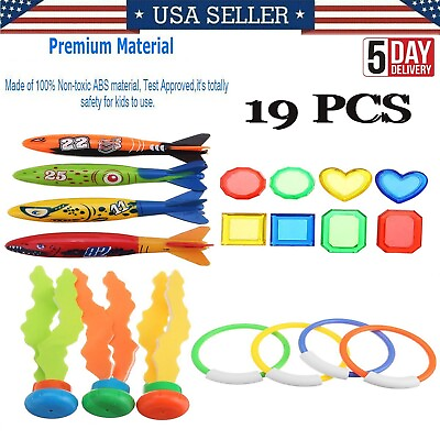 #ad New 19 PCS Kids Diving Game Toy Set Swimming Pool Throwing Toy Top USA