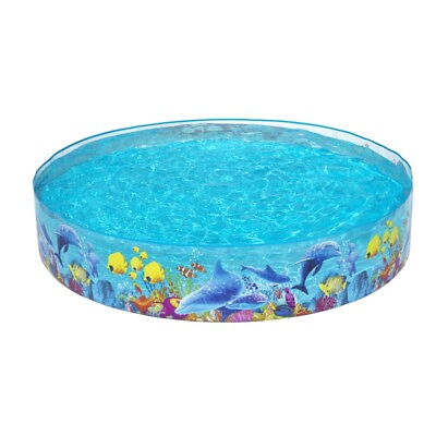#ad 8#x27;x 8#x27;Foldable Multicolor Round Pool Portable Swimming Pool for Dog Cat and Kid