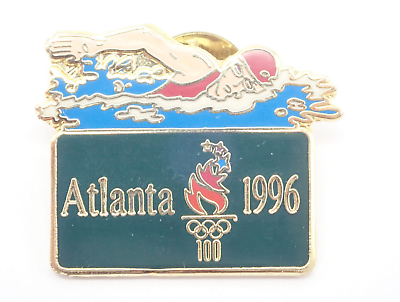 #ad Olympic Swimming Atlanta 1996 Gold Tone Vintage Lapel Pin