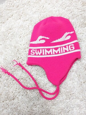 Vintage pink Knit SWIMMING Winter Beanie Hat dive swim competition dy