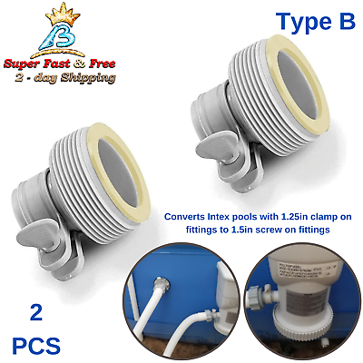 2 Pack Hose Conversion Adapter B Kit Assembly Works With Intex Pools Fittings