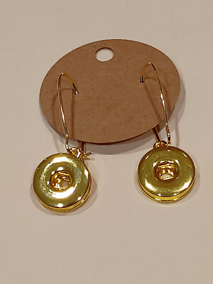 #ad Gold kidney shaped pierced snap button wire earrings