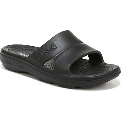#ad Ryka Womens Restore Black Slip On Pool Slides Sandals 9 Medium BM BHFO 3996
