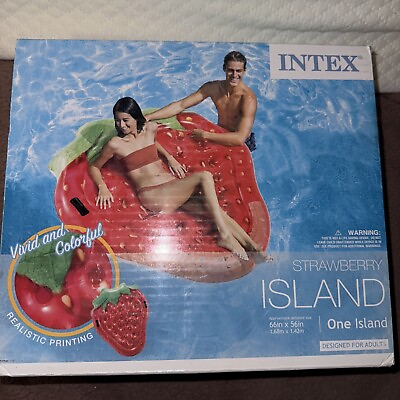 #ad Intex Large Strawberry Island Pool Float Adult Red 66 x 56 In Swimming Water
