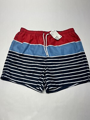 #ad #ad Hamp;M Swim Trunks Men’s Small Red White Blue Drawstring Mesh Lining Board Shorts
