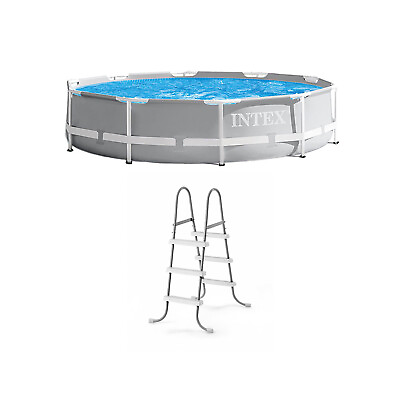 Intex 10#x27; x 30quot; Above Ground Swimming Pool w 330 GPH Filter Pump amp; Pool Ladder
