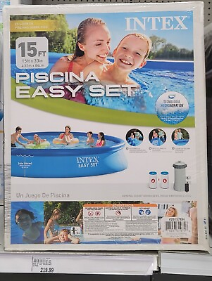 #ad INTEX Easy Set Pool 15 ft x 33 in w Krystal Clear Pump RETAIL $219.99 NEW