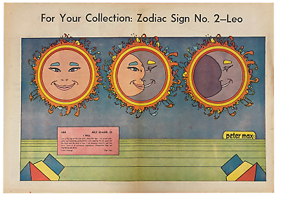 #ad #ad Rare Peter Max Leo Zodiac Sign Newspaper Chicago Tribune Sunday No. 2 FRAMED