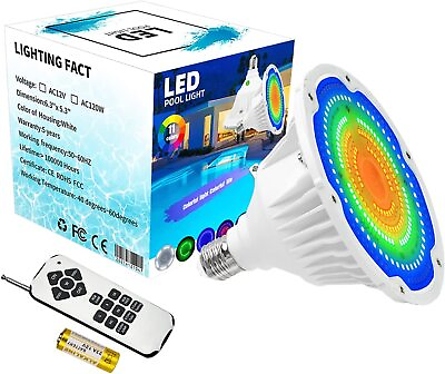 LED Pool Light Bulb for Inground Swimming Pool 120V 40WRGB Color Changing Pool