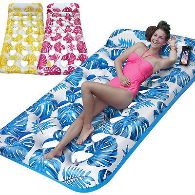 #ad 3PCS Inflatable Swimming Pool Floats for Adults Lounger Raft Floaties w Headrest