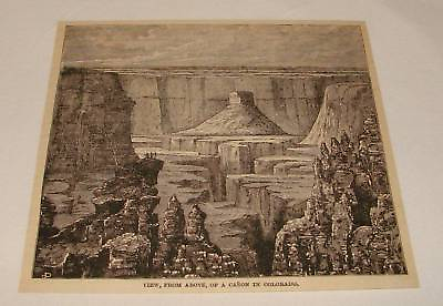 #ad #ad 1883 magazine engraving VIEW FROM ABOVE OF A CANYON Colorado