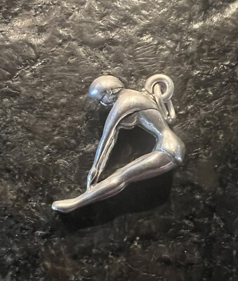 STERLING SILVER FEMALE DIVER CHARM PENDANT Diving Swimming Jewelry
