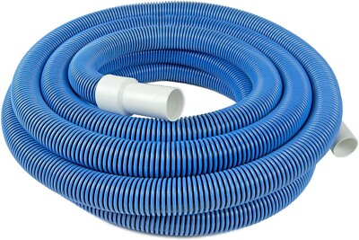 #ad 1 1 2quot; by 50 Feet Heavy Duty In Ground Pool Vacuum Hose With Swivel Cuff Blue