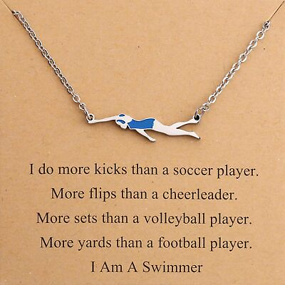 #ad Swimming Necklace Inspirational Swim Team Gift and Swim Coach Necklace Swimm