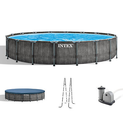 #ad #ad Intex Greywood Prism Frame 18#x27;x48quot; Round Above Ground Outdoor Swimming Pool Set
