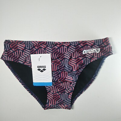 #ad Arena Men#x27;s Size 26 Kikko Swim Brief Navy Blue Multicolor Athletic Bikini Trunks