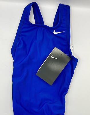 #ad Nike Competitive Youth Swimsuit Nylon Solids Fast Back Swimming Size 22 6 NWT