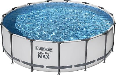 #ad New Bestway Steel Pro MAX 15 ft x 48 in Above Ground Pool Set Round Stone Blue