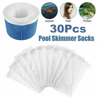 #ad 30Pcs Pool Skimmer Replacement Savers Elastic Swimming Pool Filter Socks White
