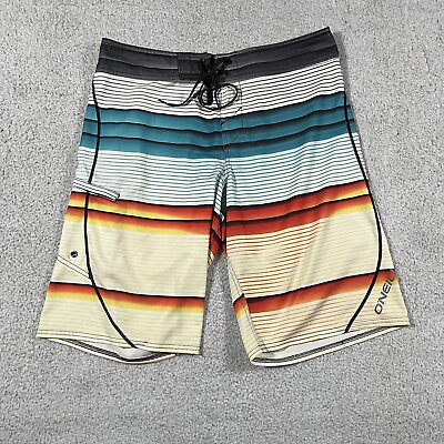 #ad Oneill Board Shorts Mens 32 Striped Lightweight Quick Dry Swim Trunks Beach