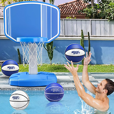 #ad #ad Swimming Pool Basketball Hoop Pool Toys with 4 Balls and Pump Adjustable Heigh