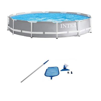 #ad Intex Prism Frame Above Ground Swimming Pool And Maintenance Kit 12#x27;x30quot; Grays