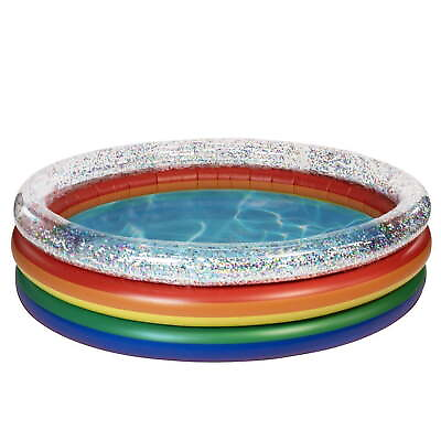 #ad PoolCandy Inflatable Rainbow Sunning Glitter Pool