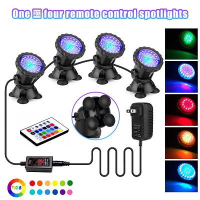 #ad Lot 4 X Submersible 36LED RGB Pond Spot Lights for Underwater Pool Fountain IP68