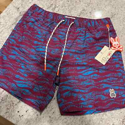 #ad Psycho Bunny Mens Size L Foley Swim Shorts Trunks Swimwear Neon Purple Dusk NWT