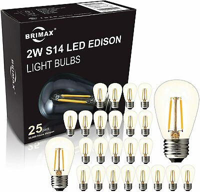 E26 LED Replacement Light Bulbs 2W S14 Clear Glass Edison Bulb 2700K Warm White