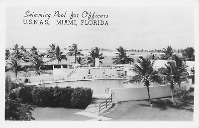 #ad Swimming Pool for Officers U.S.N.A.S. Miami FL Early Real Photo Postcard
