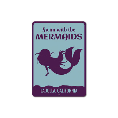 #ad #ad Custom Swimming Sign Personalized Swim With The Mermaids Pool Beach Wall Decor