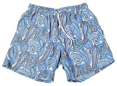 #ad BearBottom Clothing Swim Trunks Lined Bathing Suit Paisley Blue Green Men#x27;s Sz S
