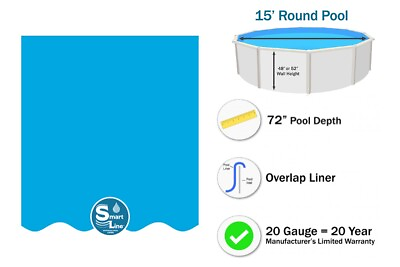 #ad #ad SmartLine 15#x27; x 72quot; Round Expandable Plain Blue Swimming Pool Liner 20 Gauge