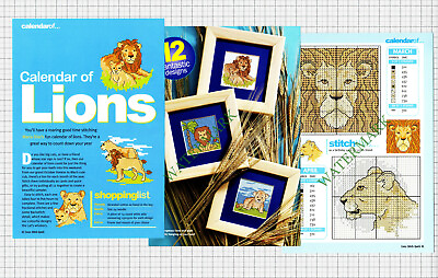 #ad 7721 Cross Stitch Chart LIONS 12 Different Small Designs