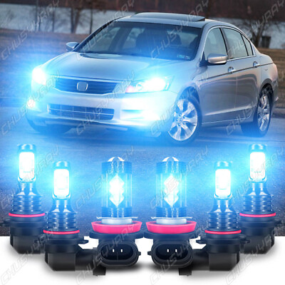 For Honda Accord 2008 2009 2010 2011 2012 LED Headlight High Low Fog Light Bulbs